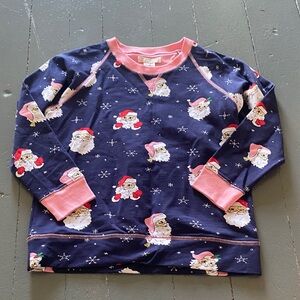 The Beaufort Bonnet Company Santa sweatshirt- Navy and Pink